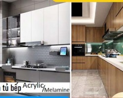 So sánh chi tiết tủ bếp Acrylic và Melamine